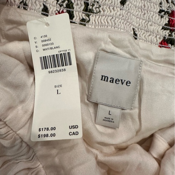 New Anthropologie Puff Sleeve Smocked Dress L Cottagecore Floral Midi Maeve - Picture 13 of 14